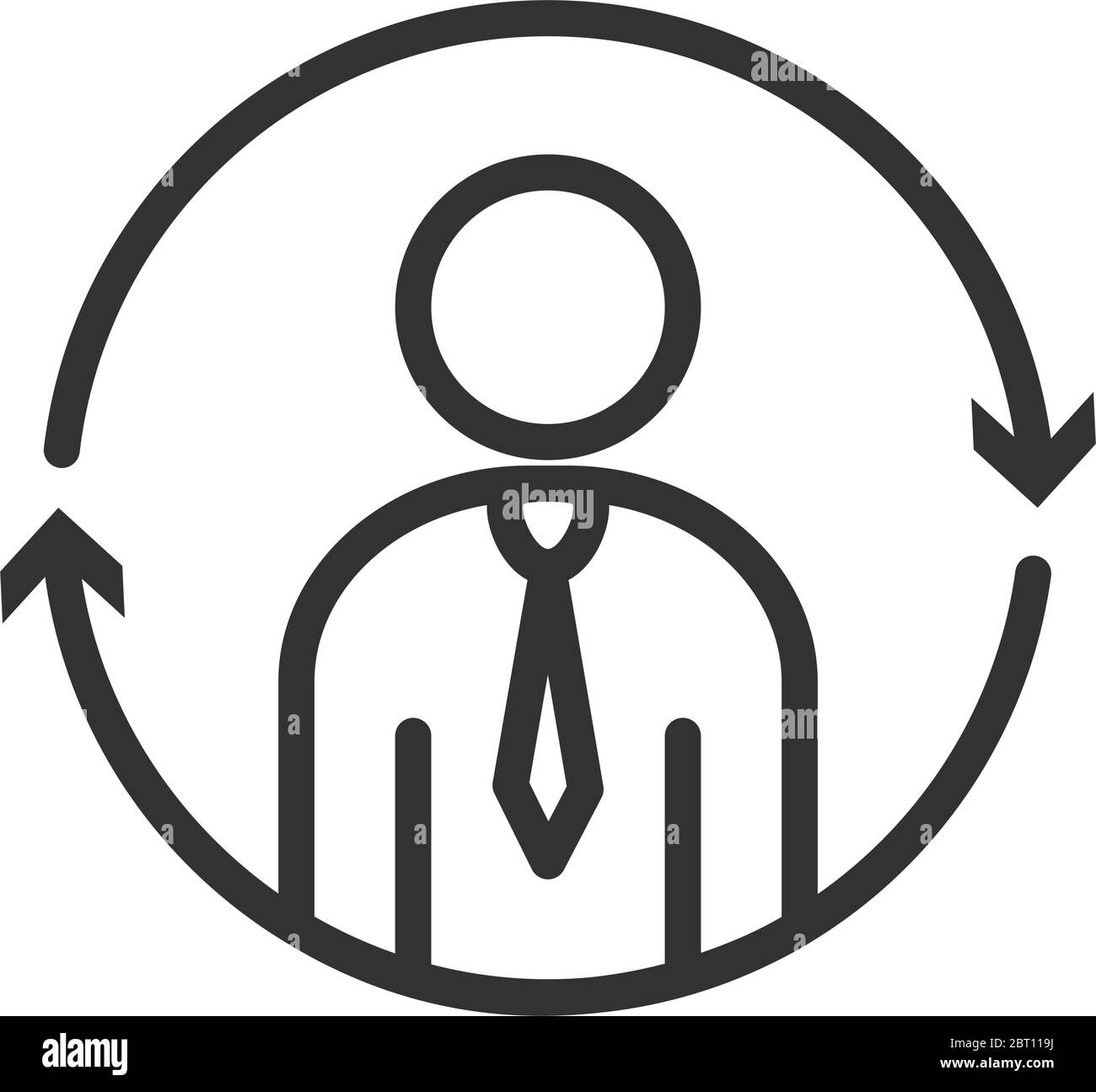 pictogramme homme d'affaires avec flèches autour de l'icône sur fond ...