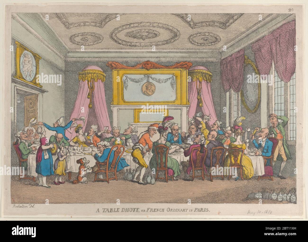 Une Table d'Hote ou ordinaire français à Paris, le 30 mai 1810. Banque D'Images