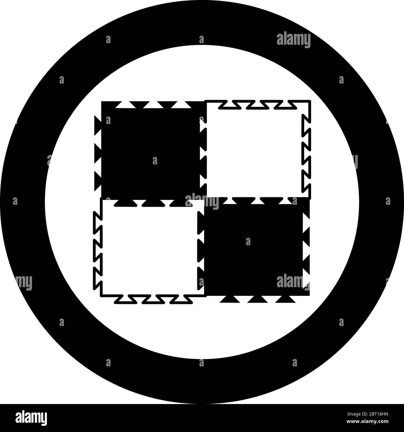 Puzzle sport mat avec mousse Play concept Tatami icône en cercle rond noir couleur vecteur illustration plat style simple image Illustration de Vecteur