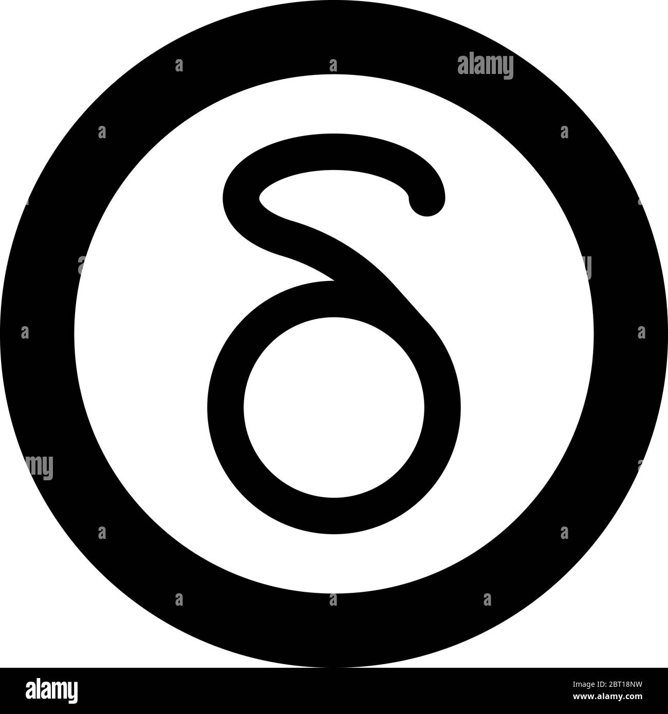 Symbole grec Delta petite lettre minuscule icône en cercle rond noir couleur vecteur illustration style plat image simple Illustration de Vecteur