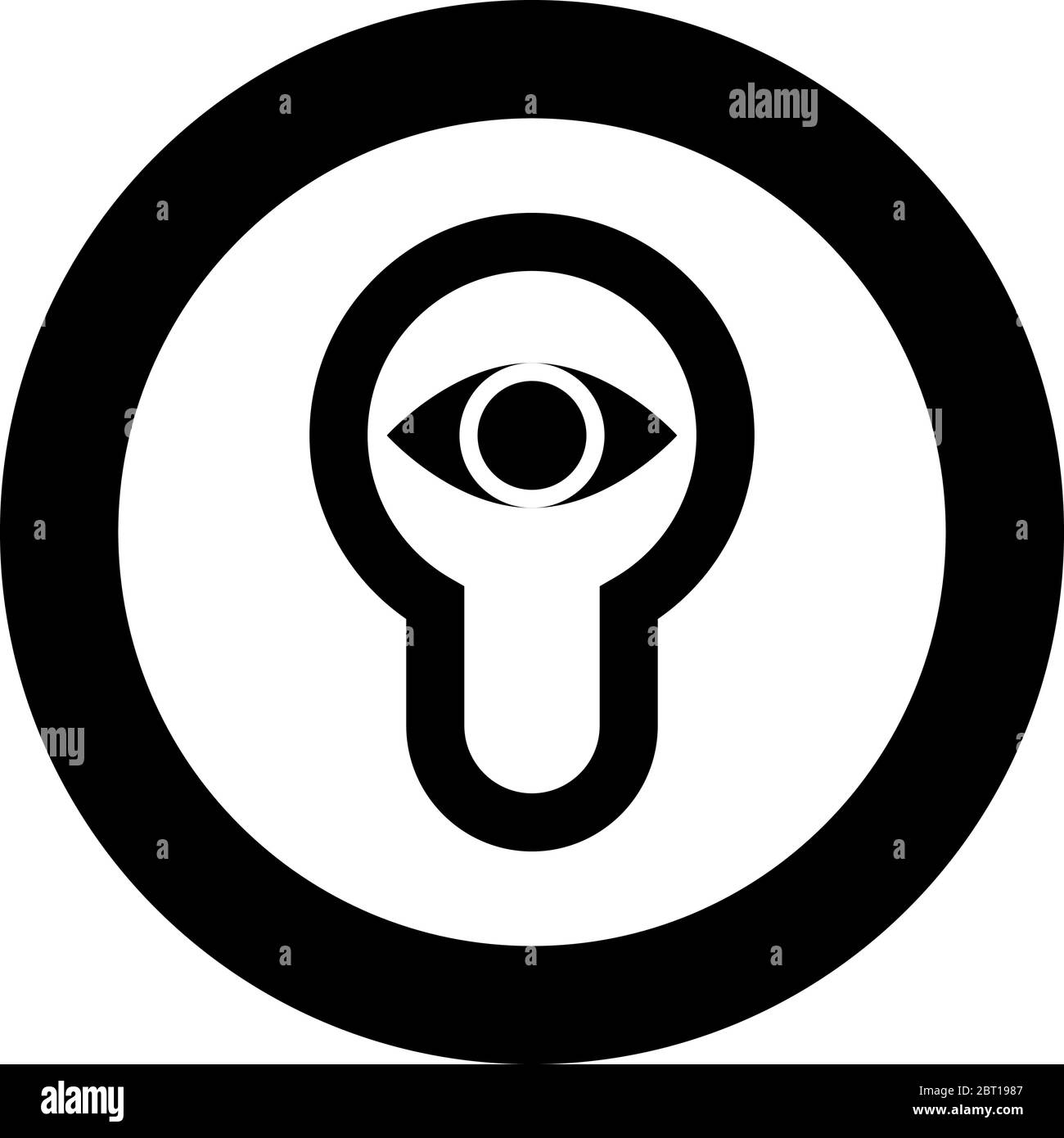 Keyhole Eye look Lock door look concept icône en cercle rond noir couleur vecteur illustration de style plat image simple Illustration de Vecteur