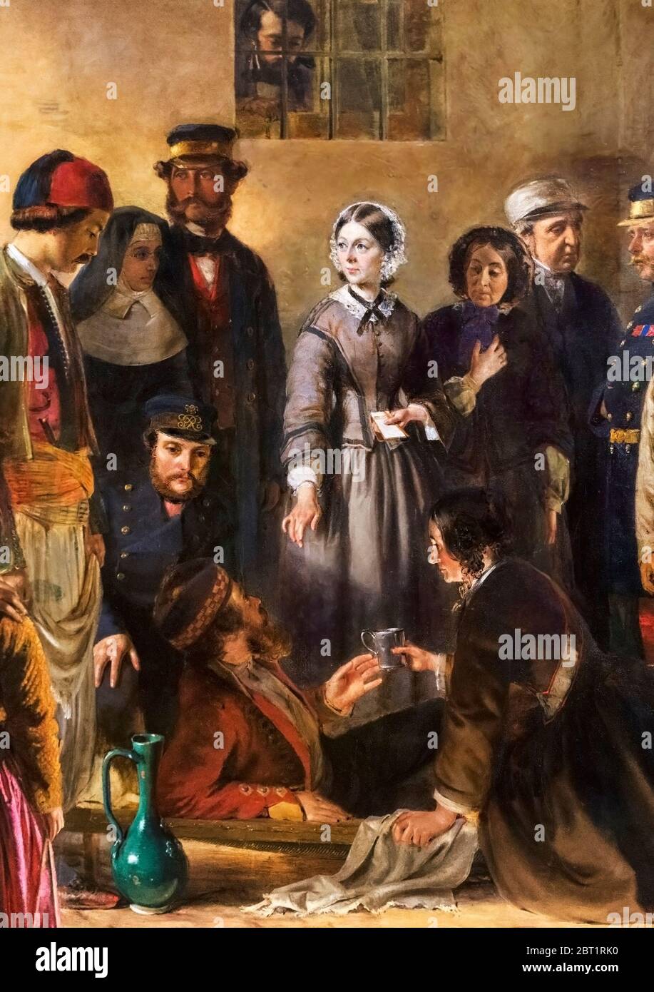 'La Mission de la Miséricorde: Florence Nightingale recevant les blessés à Scutari' par Jerry Barrett, huile sur toile, 1857. Banque D'Images