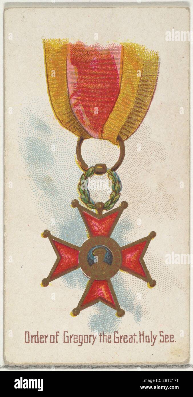 Ordre de Gregory le Grand, Saint-Siège, de la série des décorations du monde (N30) pour Allen & amp; Ginter cigarettes, 1890. Banque D'Images