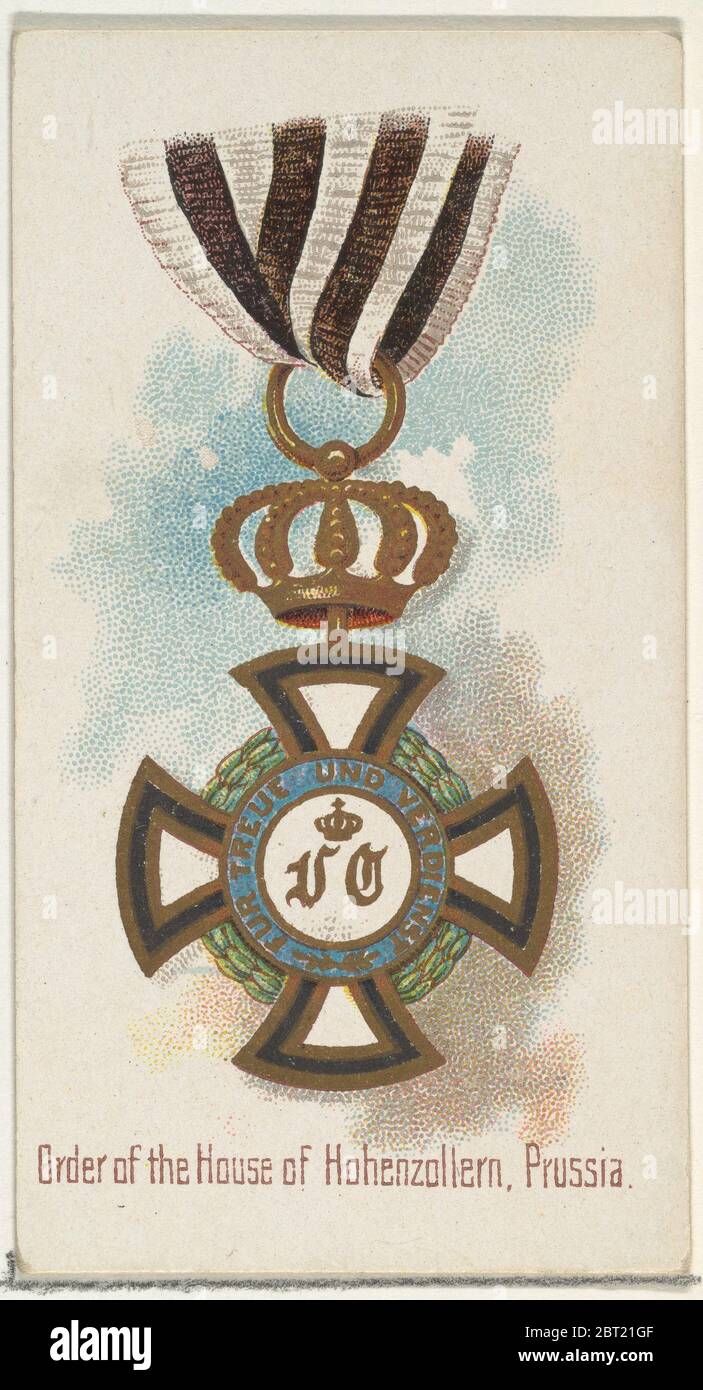 Ordre de la Maison de Hohenzollern, Prusse, de la série des décorations du monde (N30) pour Allen & amp; Ginter cigarettes, 1890. Banque D'Images