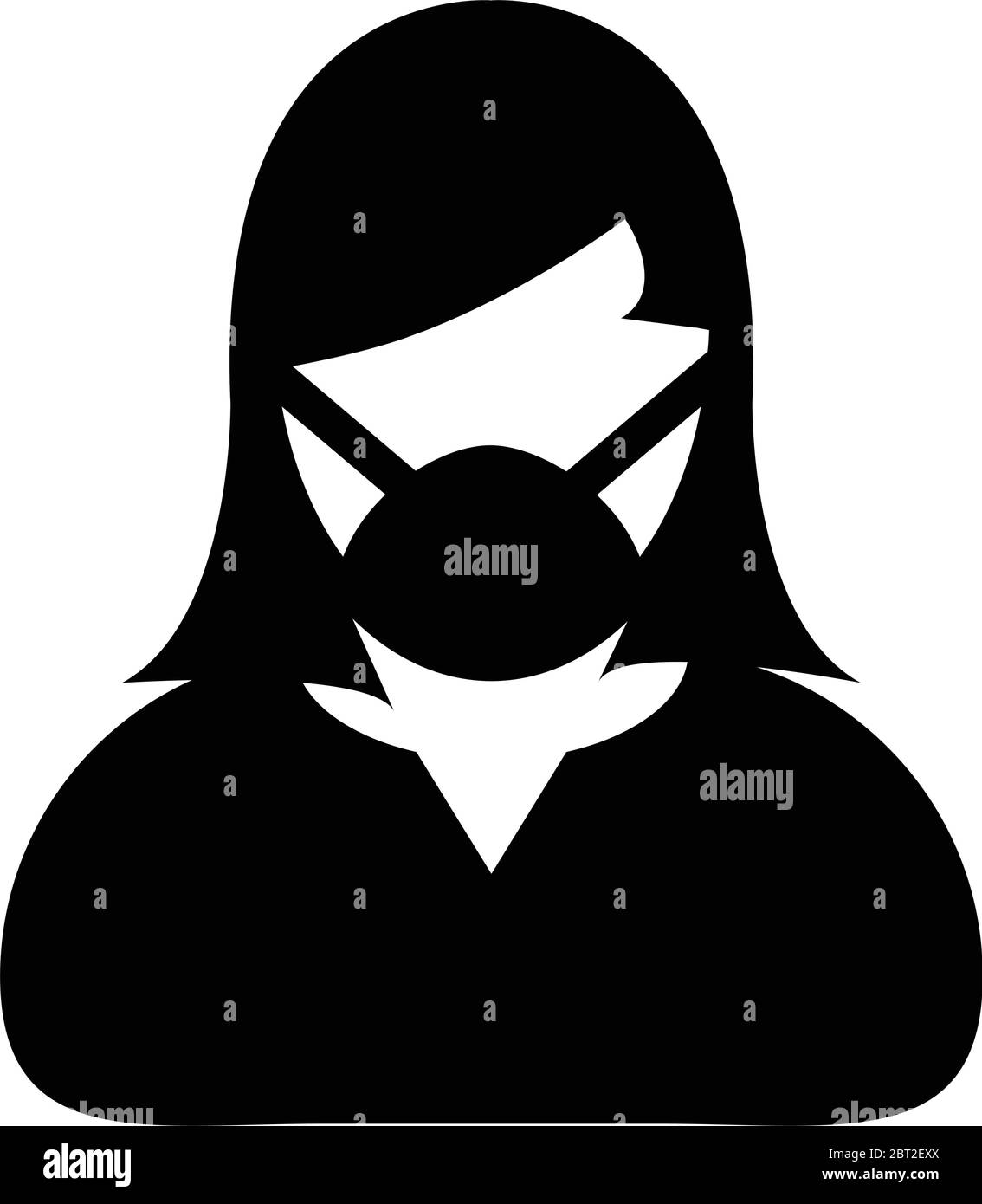 Icône masque vecteur profil de la personne symbole avatar femelle pour la protection médicale et de soins de santé dans une illustration de pictogramme de glyphe Illustration de Vecteur