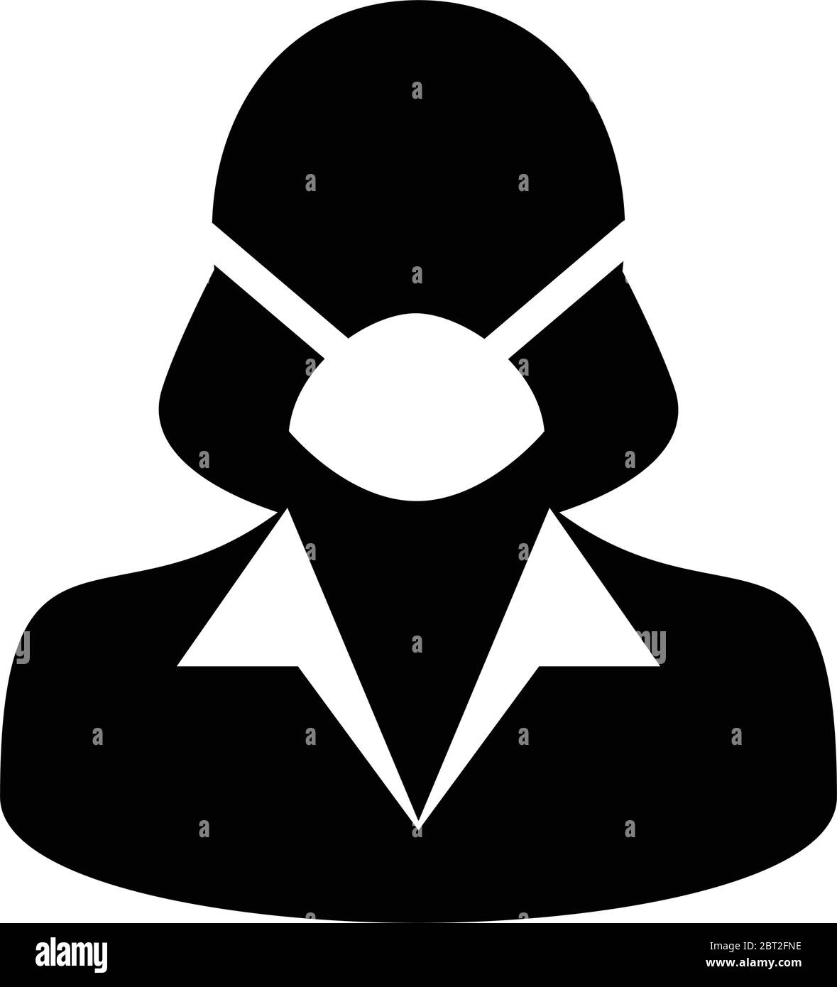 Icône masque vecteur profil de la personne symbole avatar femelle pour la protection médicale et de soins de santé dans une illustration de pictogramme de glyphe Illustration de Vecteur