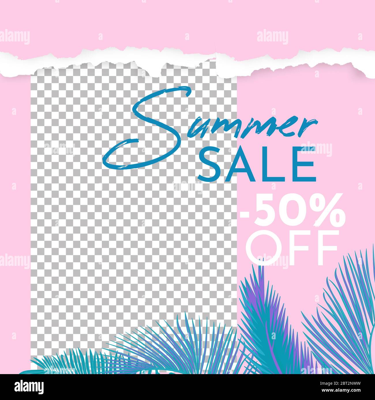 Cadre de post-média social pour les soldes d'été. Illustration de Vecteur