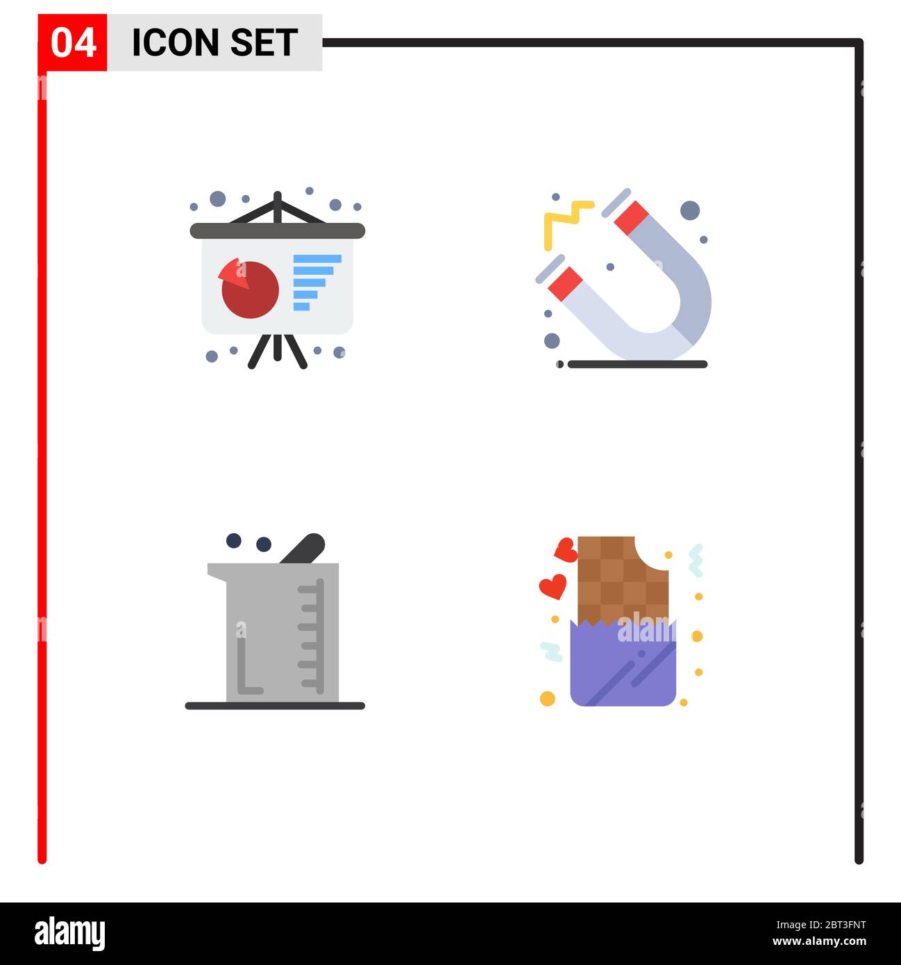 4 symboles Universal Flat Icon symboles de présentation commerciale, chimie, éducation, plus grand, chocolat modifiable Vector Design éléments Illustration de Vecteur