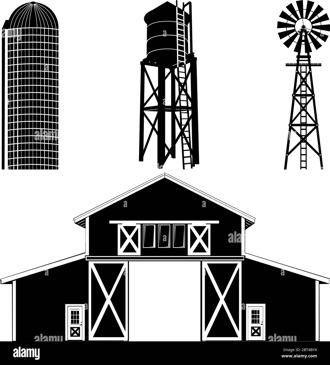silhouette d'un bâtiment de grange Illustration de Vecteur