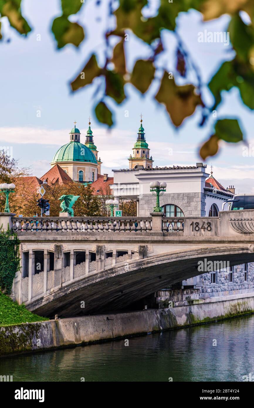 Dragon Bridge, Ljubljana, Slovénie Banque D'Images