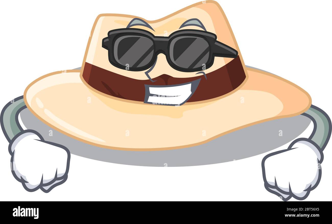 personnage de dessin animé de chapeau panama portant des lunettes noires de  classe Image Vectorielle Stock - Alamy