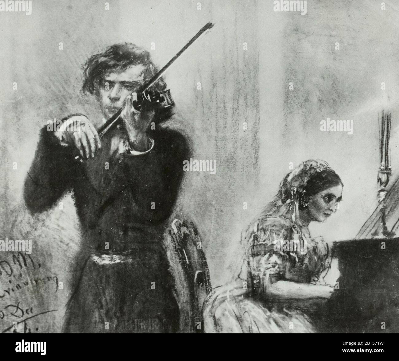 Joseph Joachim, violoniste, et Clara Schumann, pianiste - Adolph Menzel, 1854 Banque D'Images