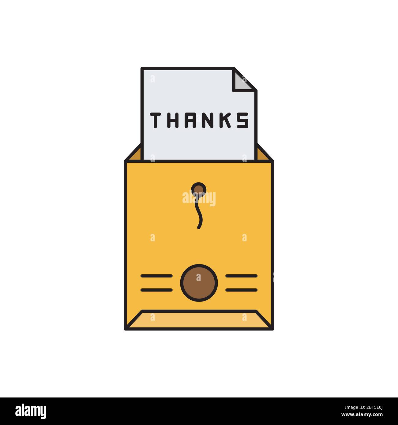 Enveloppe avec symbole d'icône de vecteur de lettre de remerciement isolé sur fond blanc Illustration de Vecteur