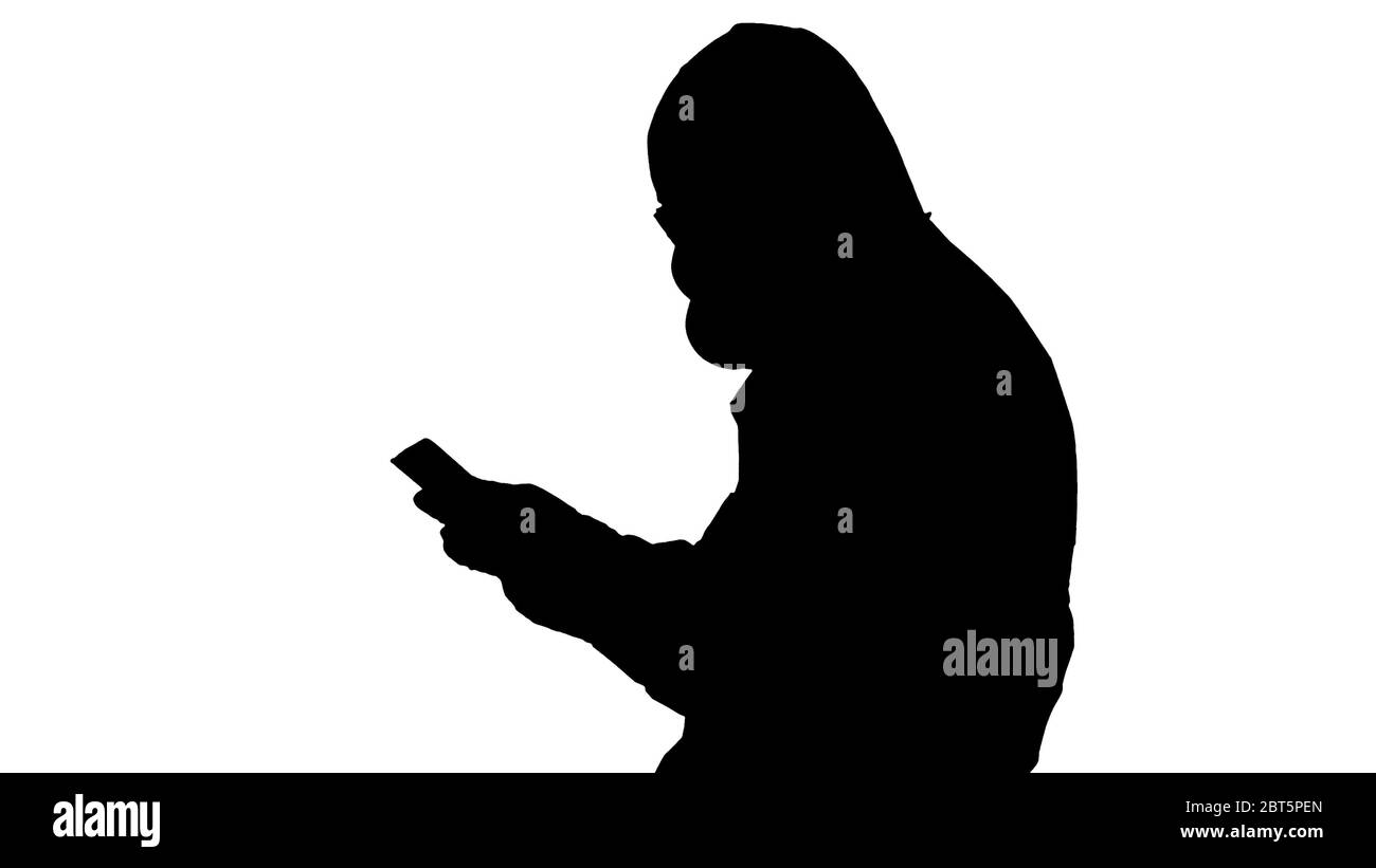 Silhouette médecin en costume de protection avec tablette numérique, concept Covid-19. Banque D'Images