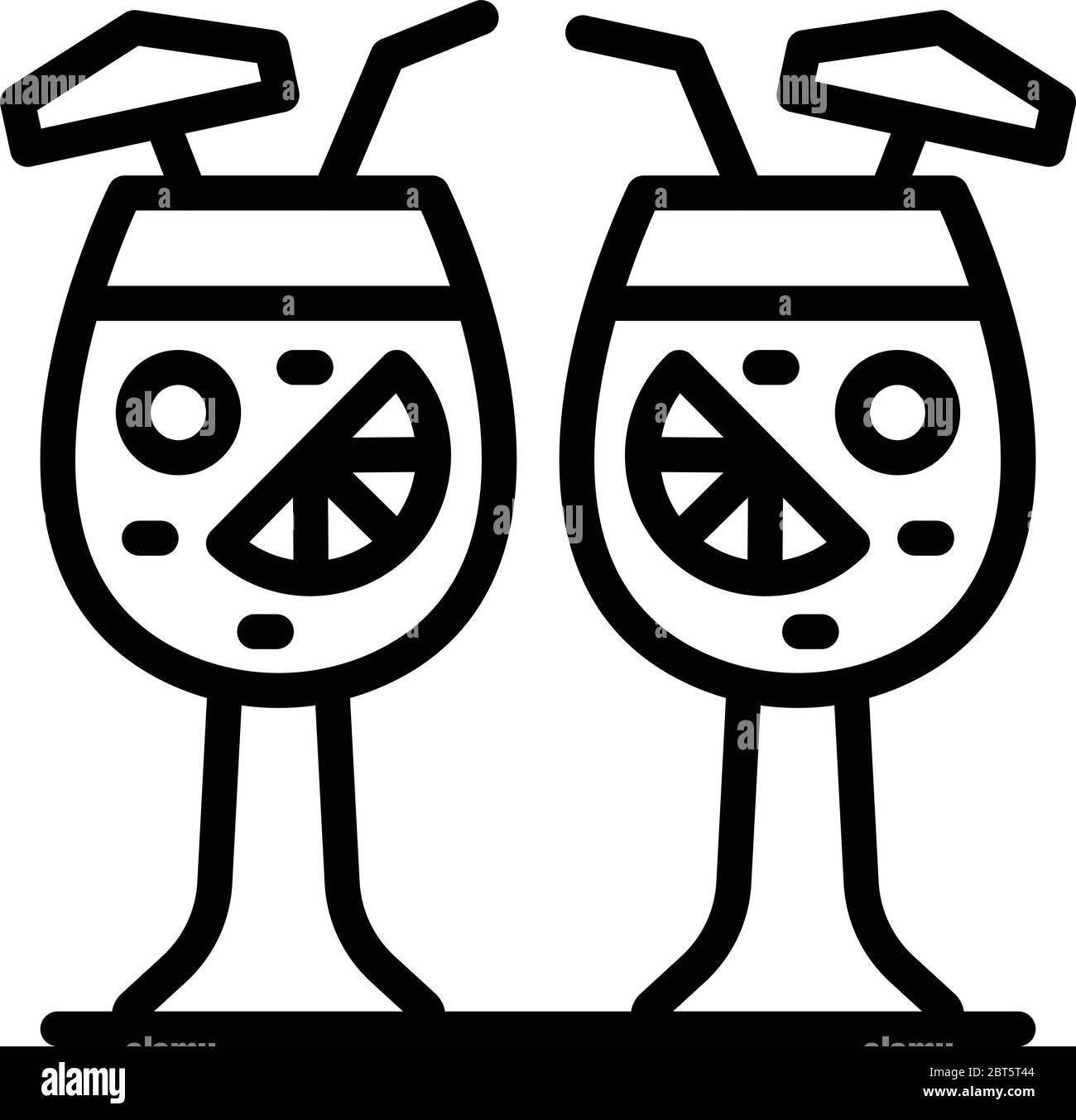 Deux cocktails tropicaux, style contour Illustration de Vecteur