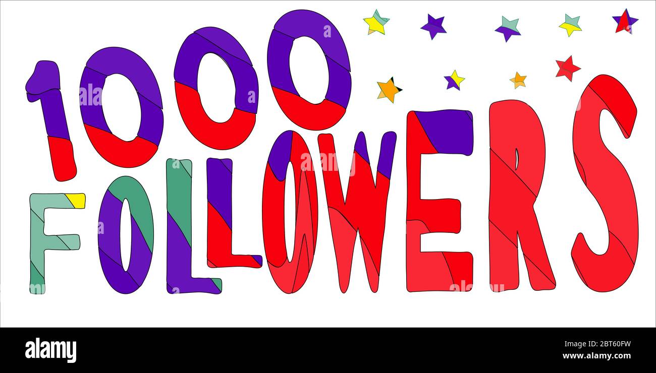 1000 disciples - drôle de dessin animé multicolore inscription et étoiles. Pour les bannières, affiches et tirages. Illustration vectorielle. Illustration de Vecteur