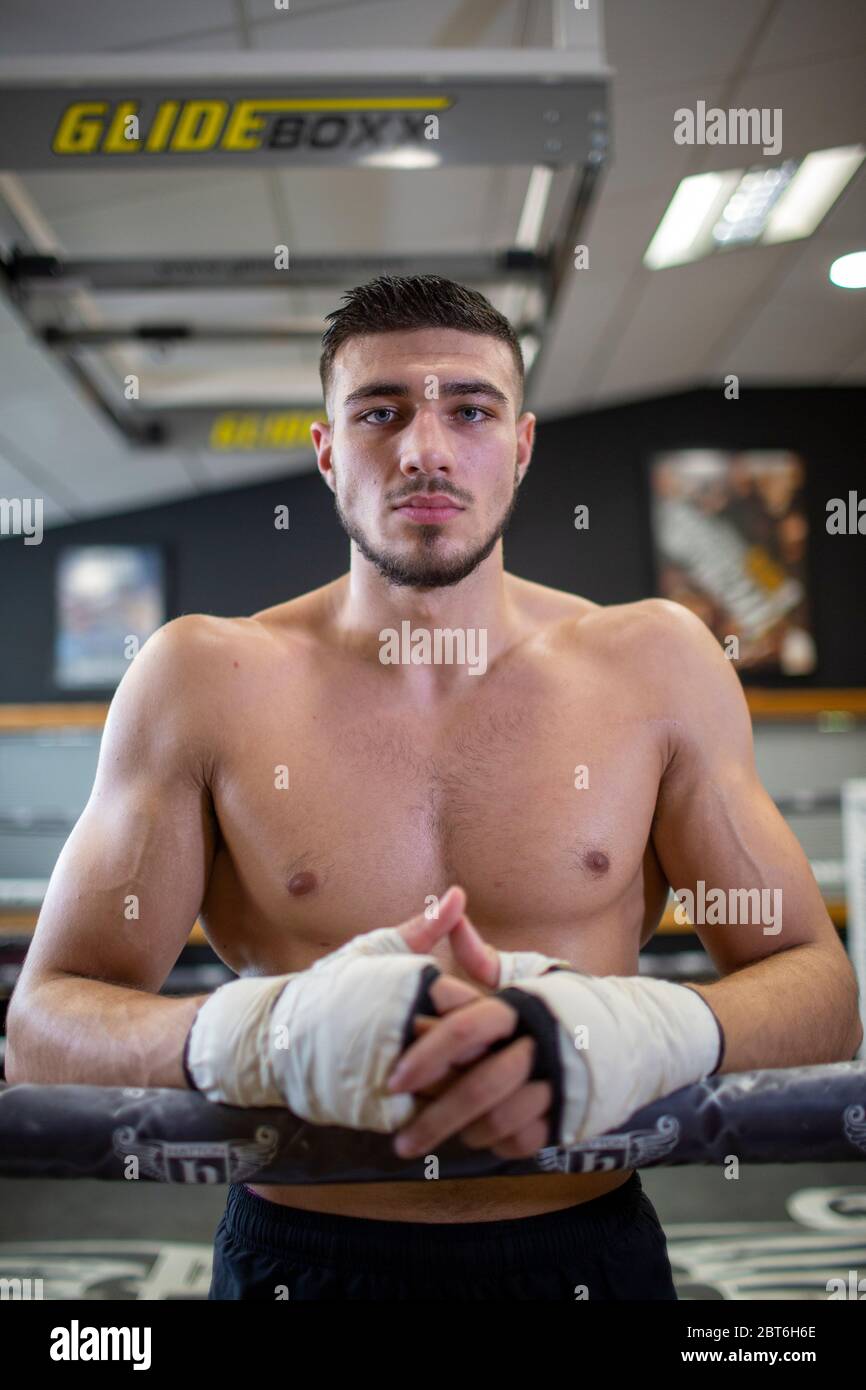 Mars 2019 entraînement de Boxer Tommy Fury au Hatton Gym de Manchester Banque D'Images