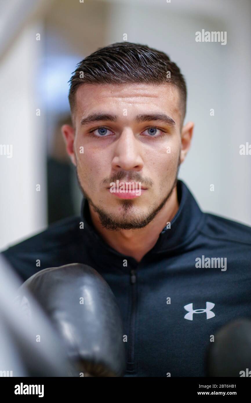 Mars 2019 entraînement de Boxer Tommy Fury au Hatton Gym de Manchester Banque D'Images