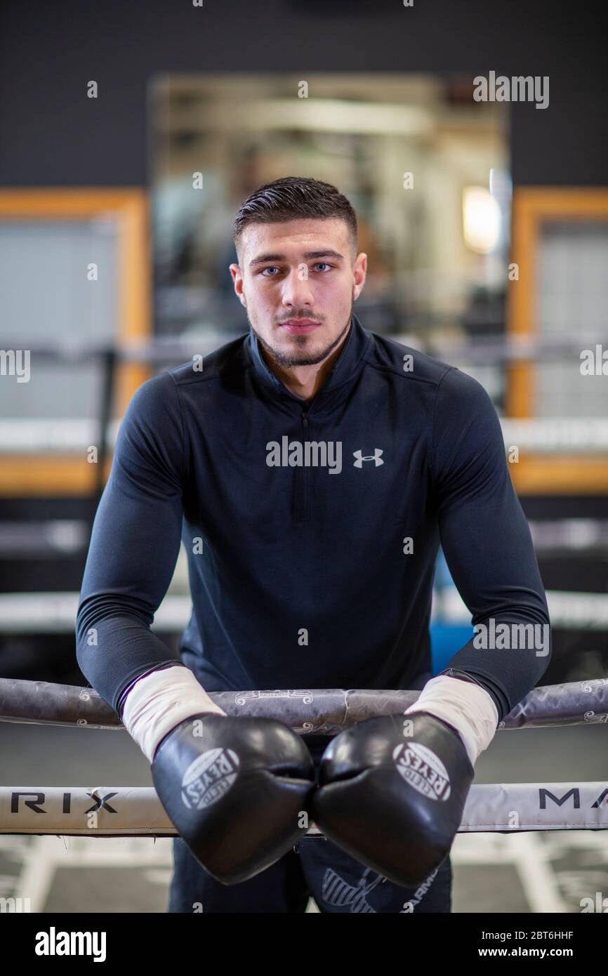 Mars 2019 entraînement de Boxer Tommy Fury au Hatton Gym de Manchester Banque D'Images