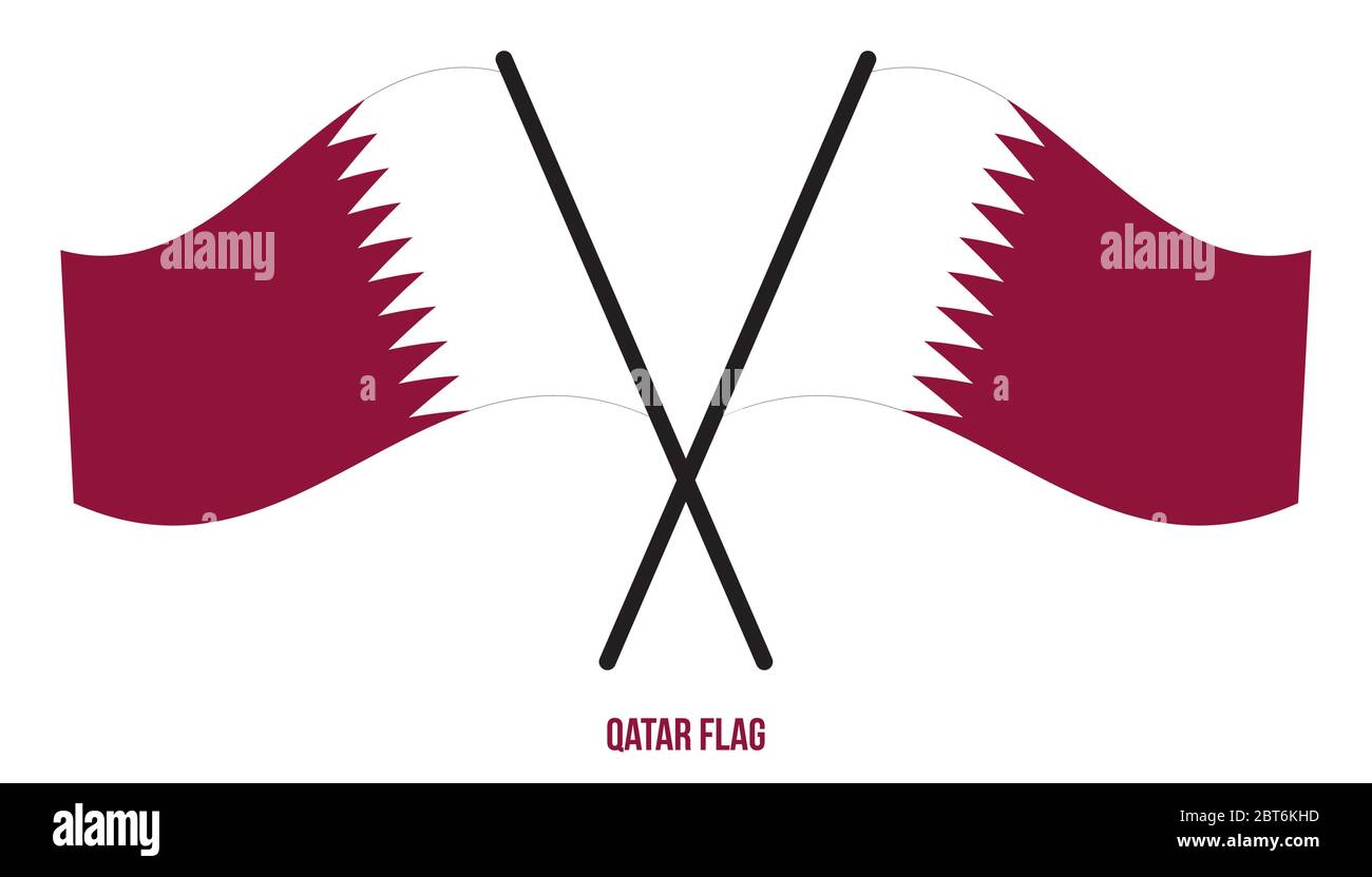 Illustration Vecteur de brandir le drapeau du Qatar sur fond blanc. Drapeau national du Qatar. Illustration de Vecteur