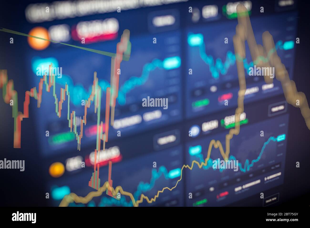 L'accent sur l'écart graphique chandelier,graph concept d'affaires et financiers Banque D'Images