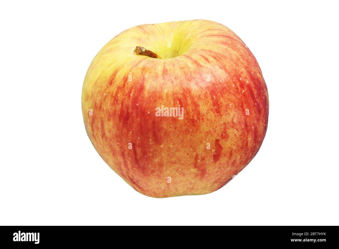 Image rouge jaune juteuse de pomme fraîche isolée sur fond blanc. Fruits mûrs, produits végétariens. Banque D'Images