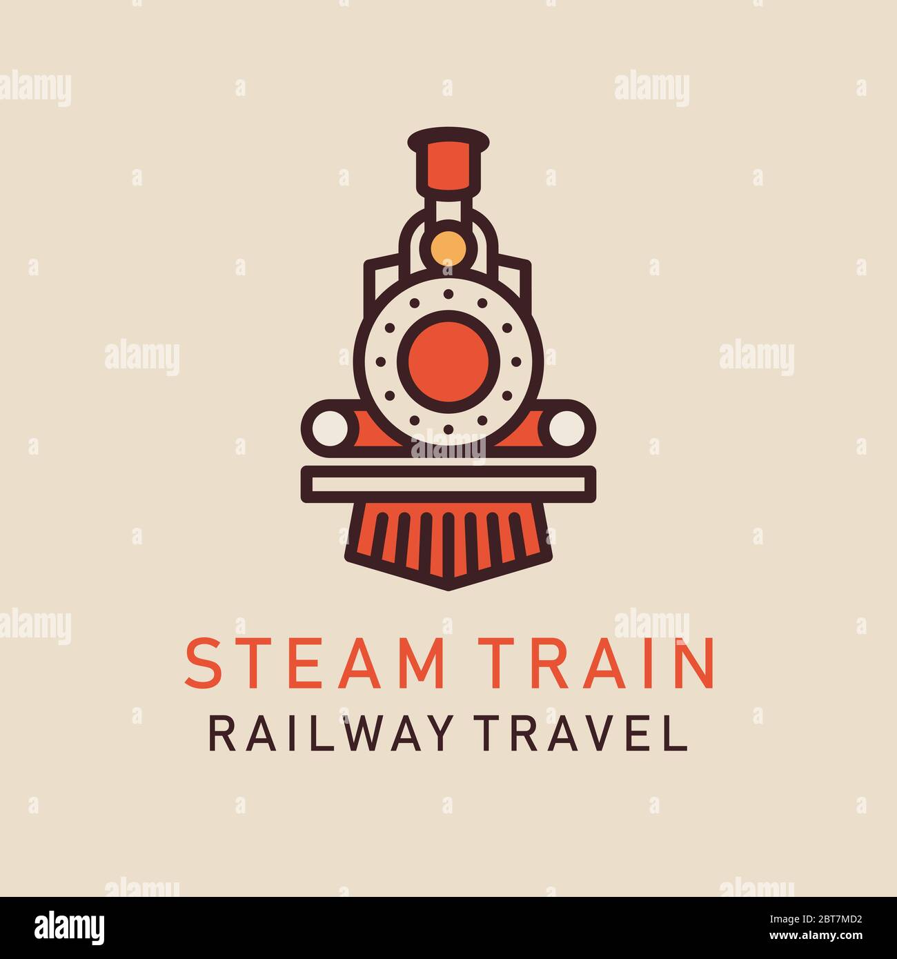 Image plate du train à vapeur rétro. Logo de locomotive. Image vectorielle ferroviaire Illustration de Vecteur