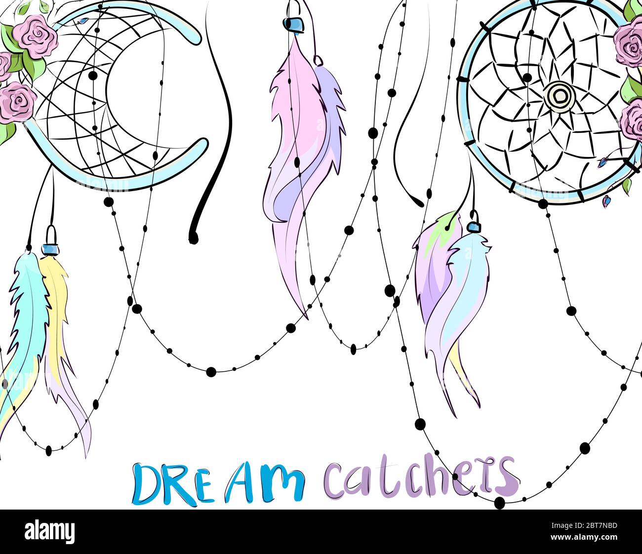 Des drarechers et des roses à feuilles, sur fond bleu, peuvent être utilisés pour le tissu Illustration de Vecteur