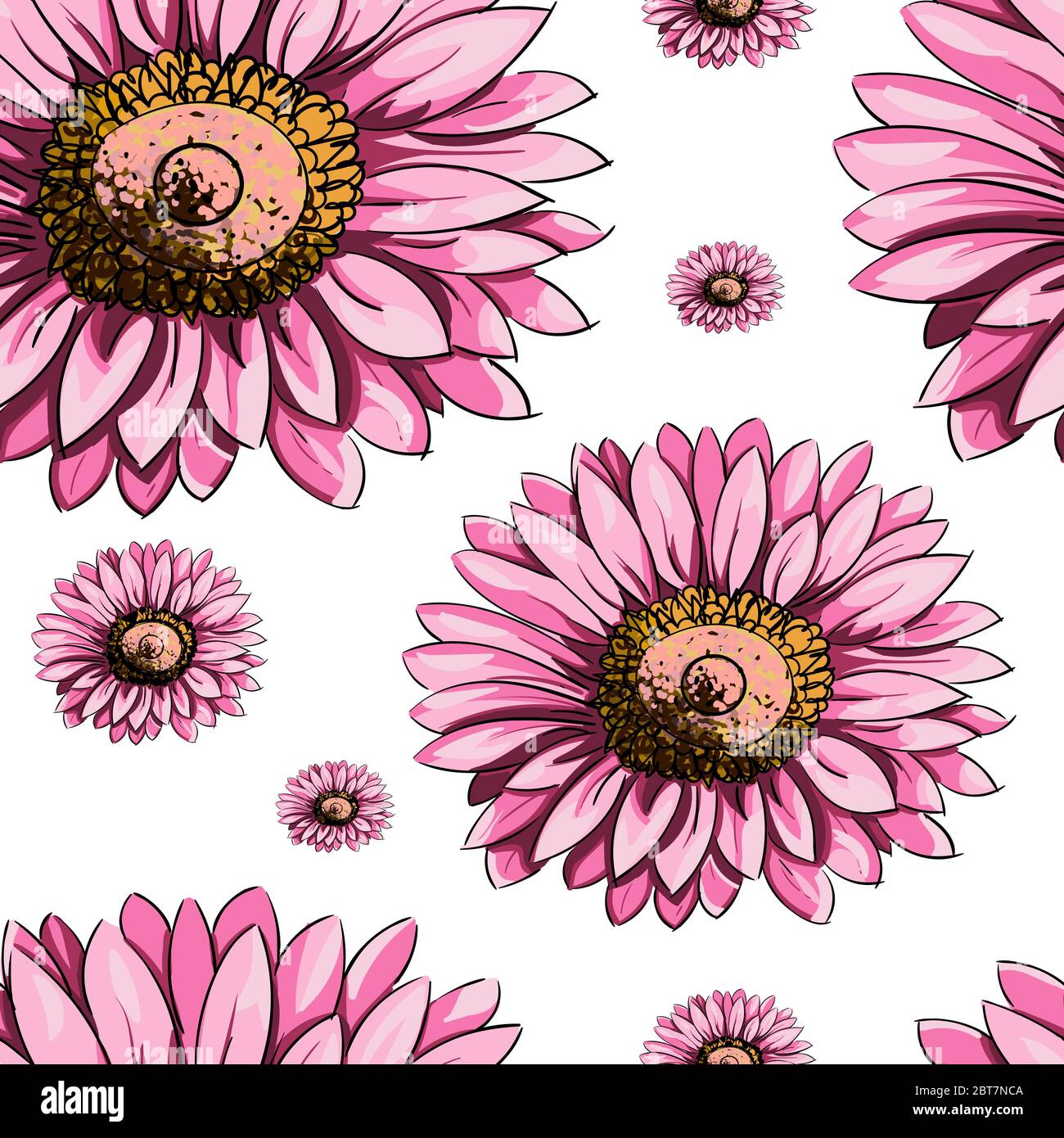 Motif fleuri sans couture avec fleurs graphiques. Pour le textile, les couvertures de livres, la fabrication, le tissu, la conception de tissu, les papiers peints, l'impression Illustration de Vecteur