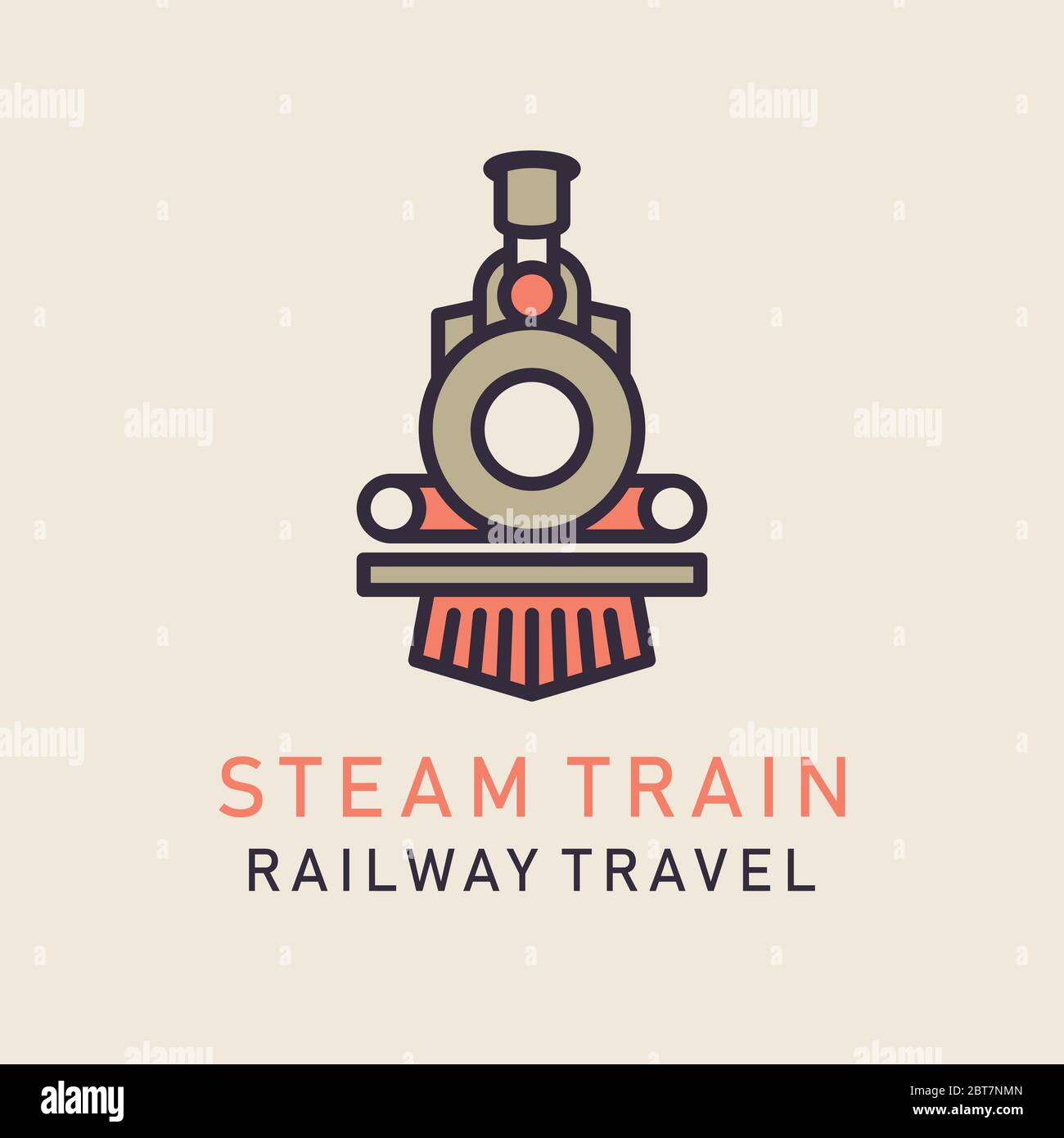 Image plate du train à vapeur rétro. Logo de locomotive. Image vectorielle ferroviaire Illustration de Vecteur