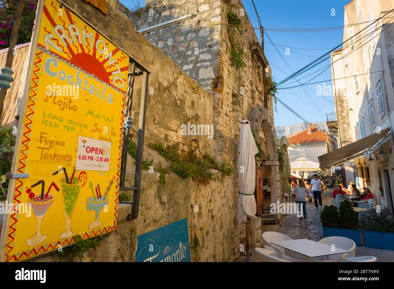 Restaurant à Korcula, Korcula, Dalmatie, Croatie, Europe Banque D'Images