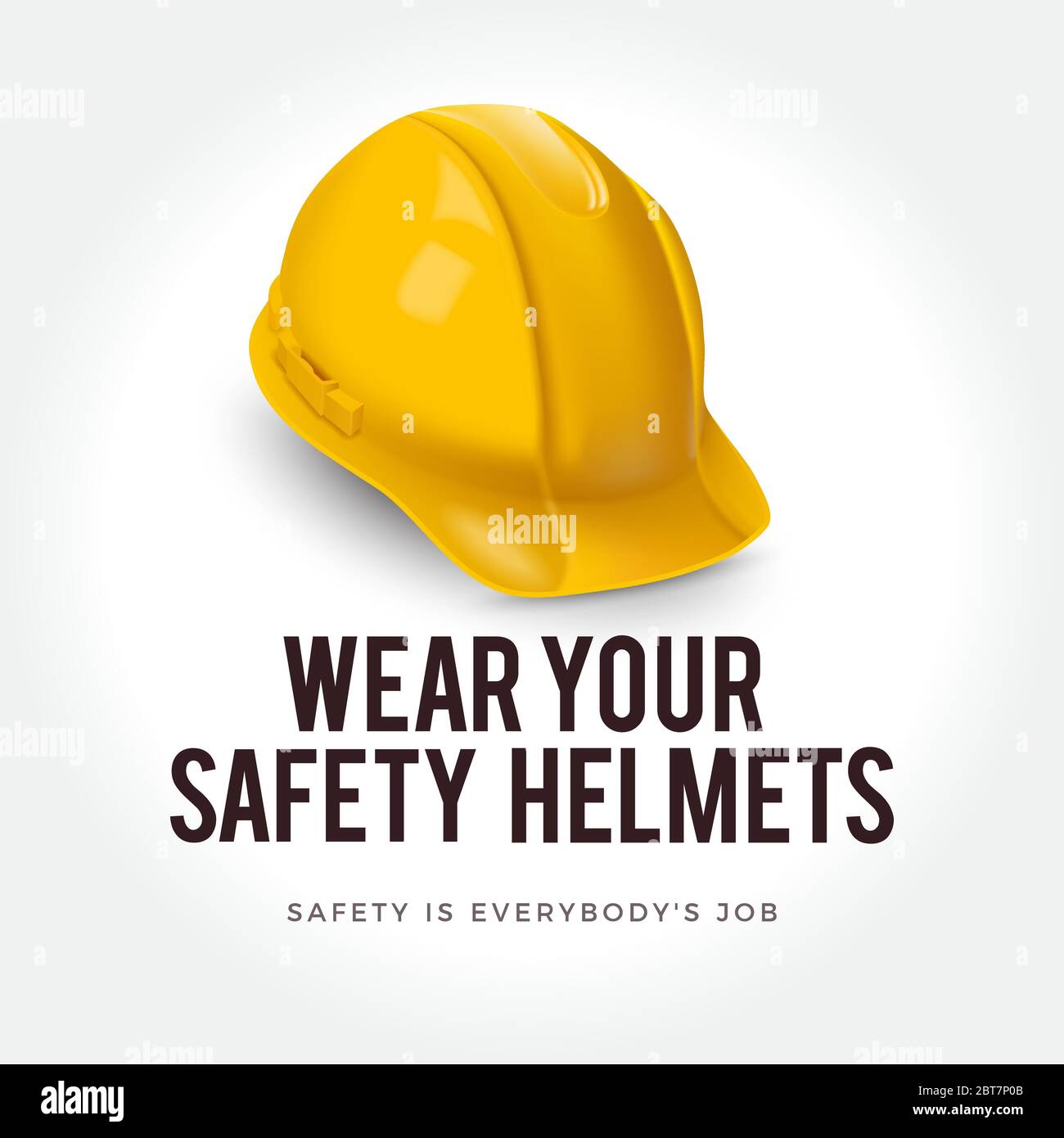 Panneau d'avertissement - portez votre casque de sécurité. Casque jaune de sécurité. Illustration de Vecteur