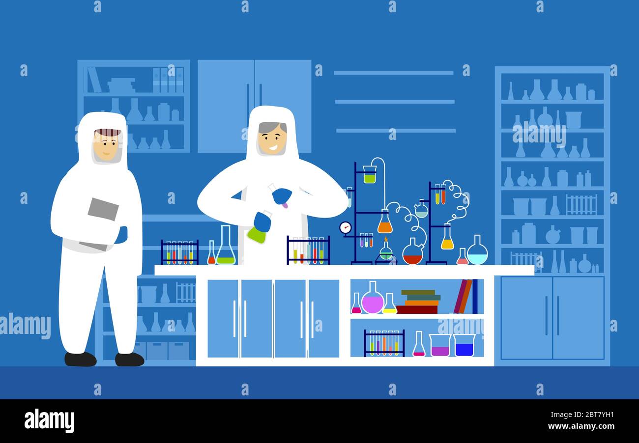 Illustration vectorielle d'une expérience de laboratoire chimique dangereuse Illustration de Vecteur