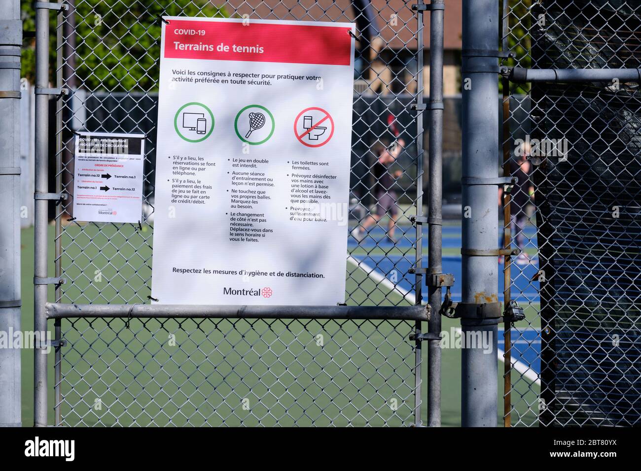 Covid 19 ouverture du règlement municipal du court de tennis. Montréal, Canada. 23 mai 2020 Banque D'Images