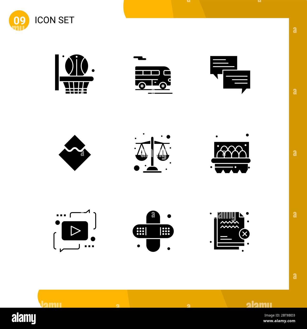 Ensemble de 9 icônes d'interface utilisateur modernes symboles signes d'équilibre, de crypto-monnaie, de message, de crypto, d'ondes Eléments de conception vectorielle modifiables Illustration de Vecteur