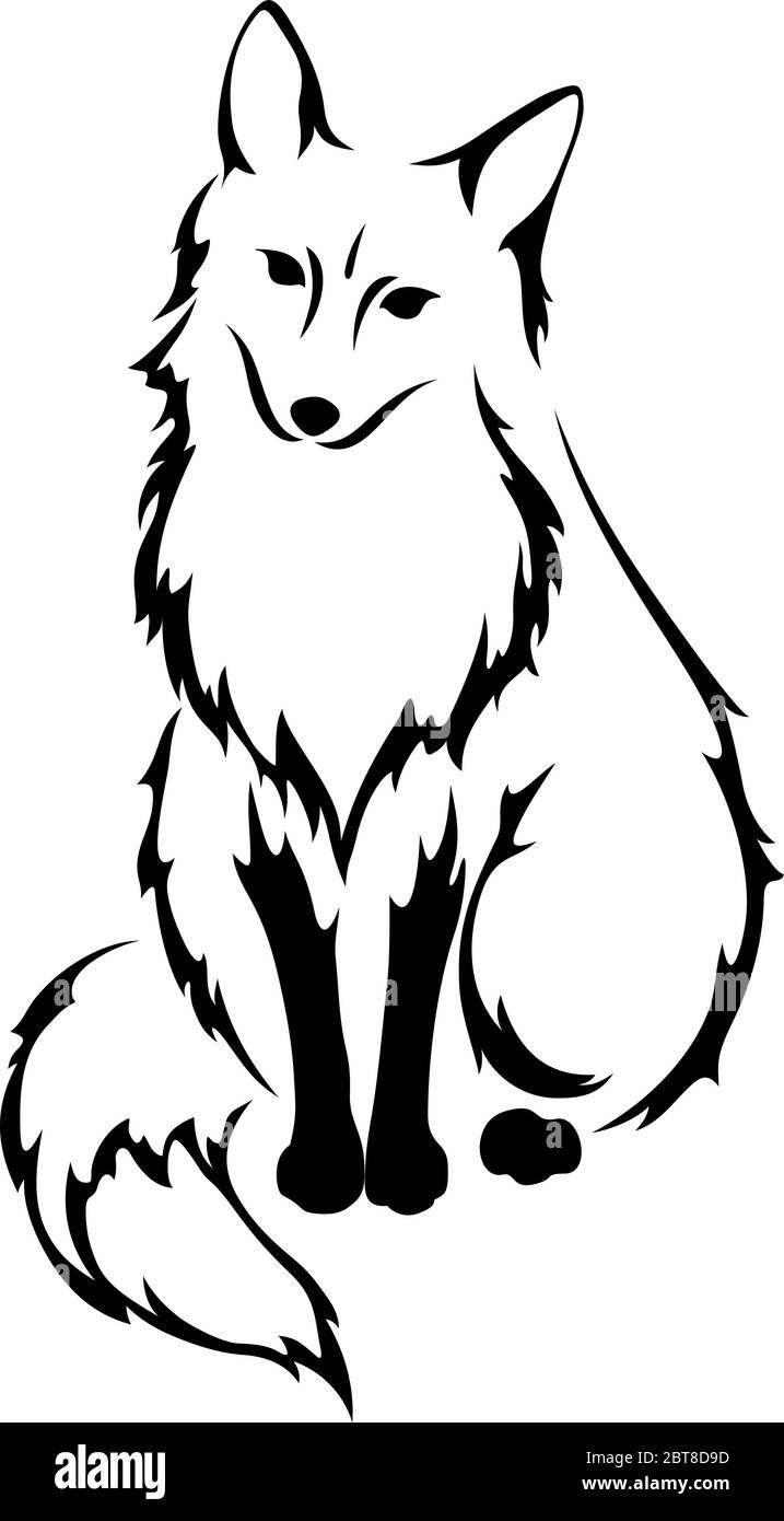 Vector silhouette noire d'un fox isolé sur un fond blanc. Illustration de Vecteur
