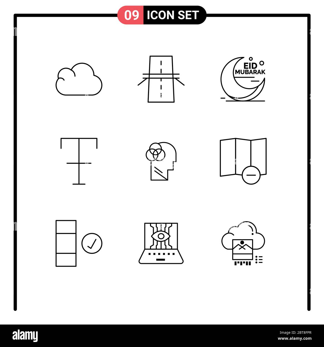 Pack de 9 symboles universels d'éléments de conception vectorielle humains, de grève, d'eid, de format, modifiables par des musulmans Illustration de Vecteur