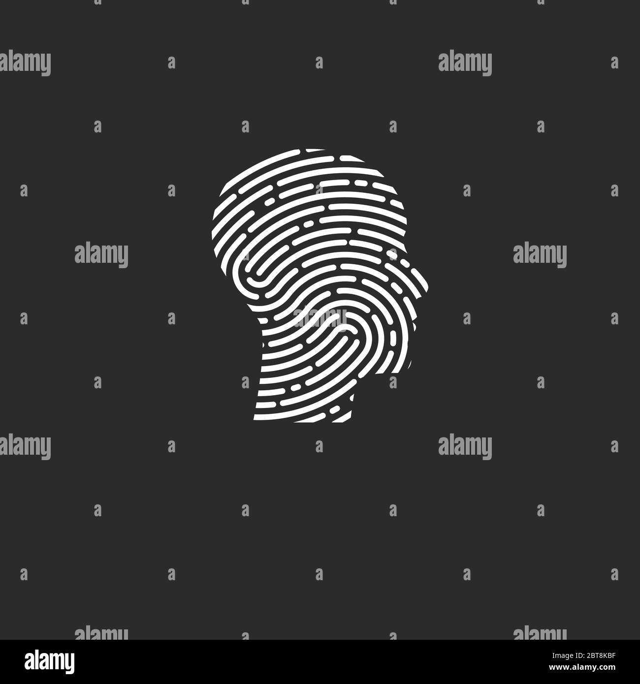 Sécurité du logo. Profil de la personne avec empreinte digitale dans sa tête. Icône sécurité info. Identifiant Illustration de Vecteur