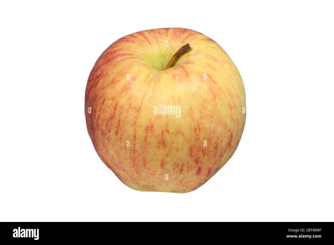 Image rouge jaune juteuse de pomme fraîche isolée sur fond blanc. Fruits mûrs, produits végétariens. Banque D'Images