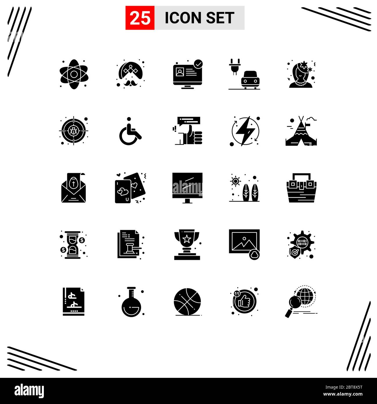 25 icônes créatives signes et symboles modernes de mignon, électrique, turban, charge, consultation médicale éléments modifiables de conception de vecteur Illustration de Vecteur