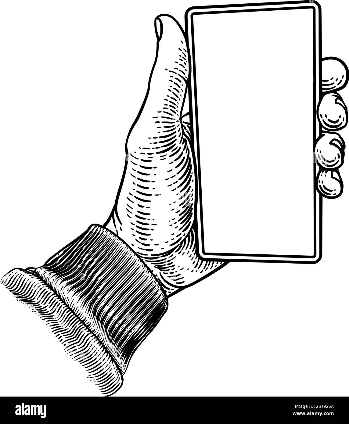 Hand Holding Mobile Phone style Vintage Illustration de Vecteur