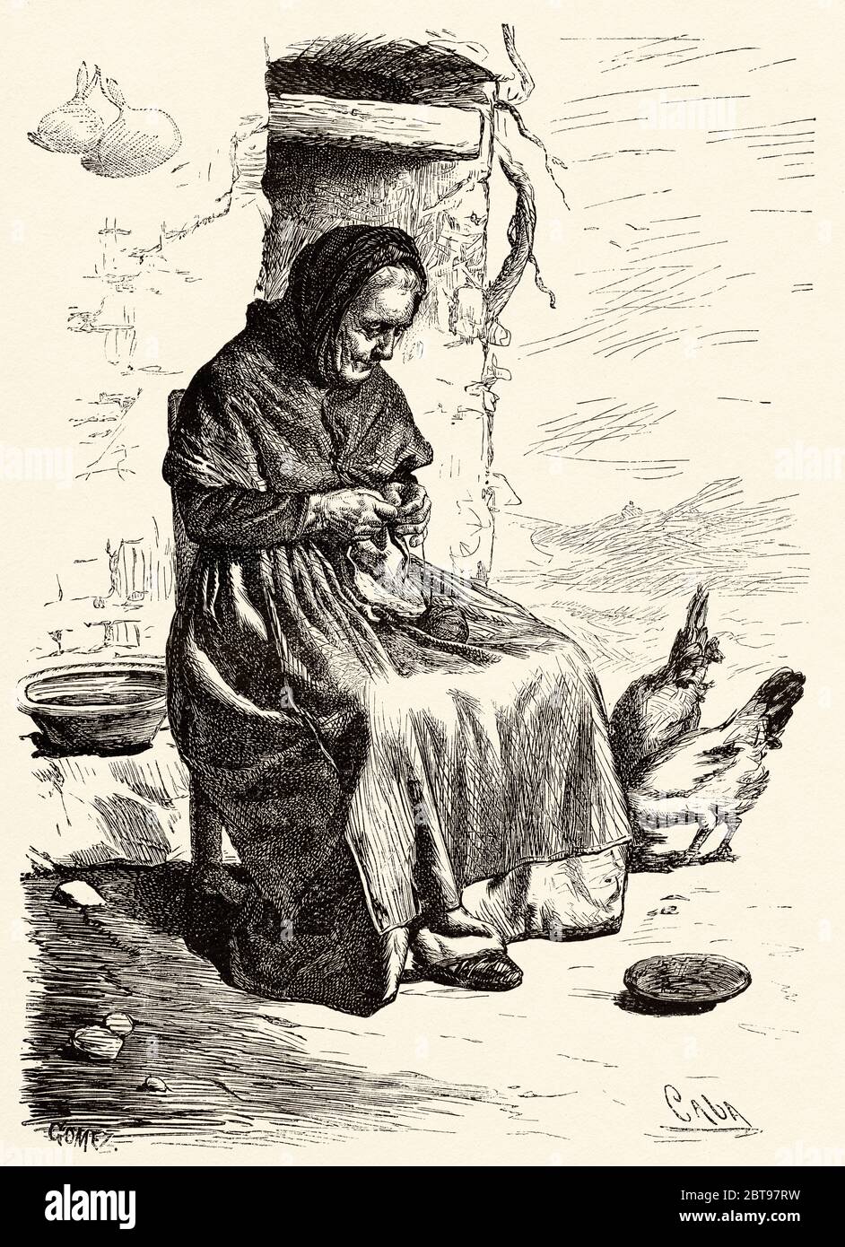 Paysan du nord de la Catalogne. Espagne, Europe. Illustration gravée du XIXe siècle, El Mundo en la Mano 1878 Banque D'Images