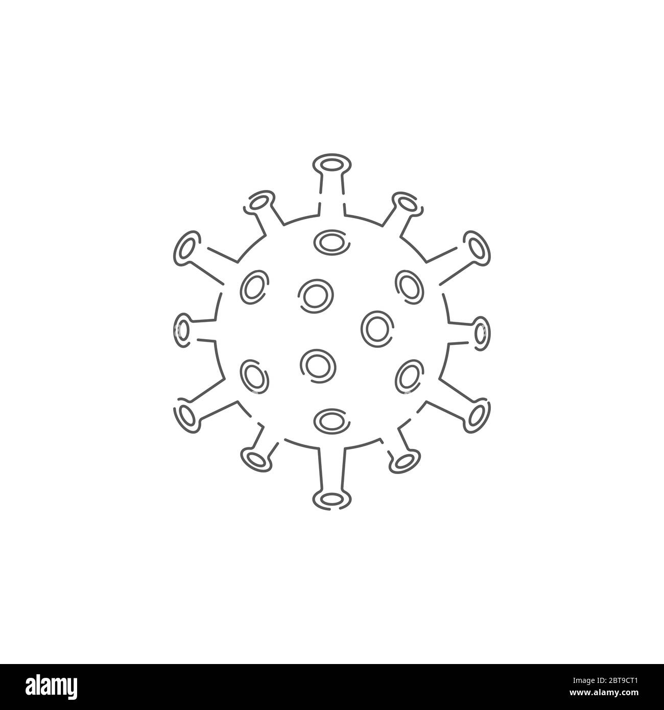 Icône de ligne monochrome plate du coronavirus. Nouveau coronavirus 2019-nCoV. Banque D'Images