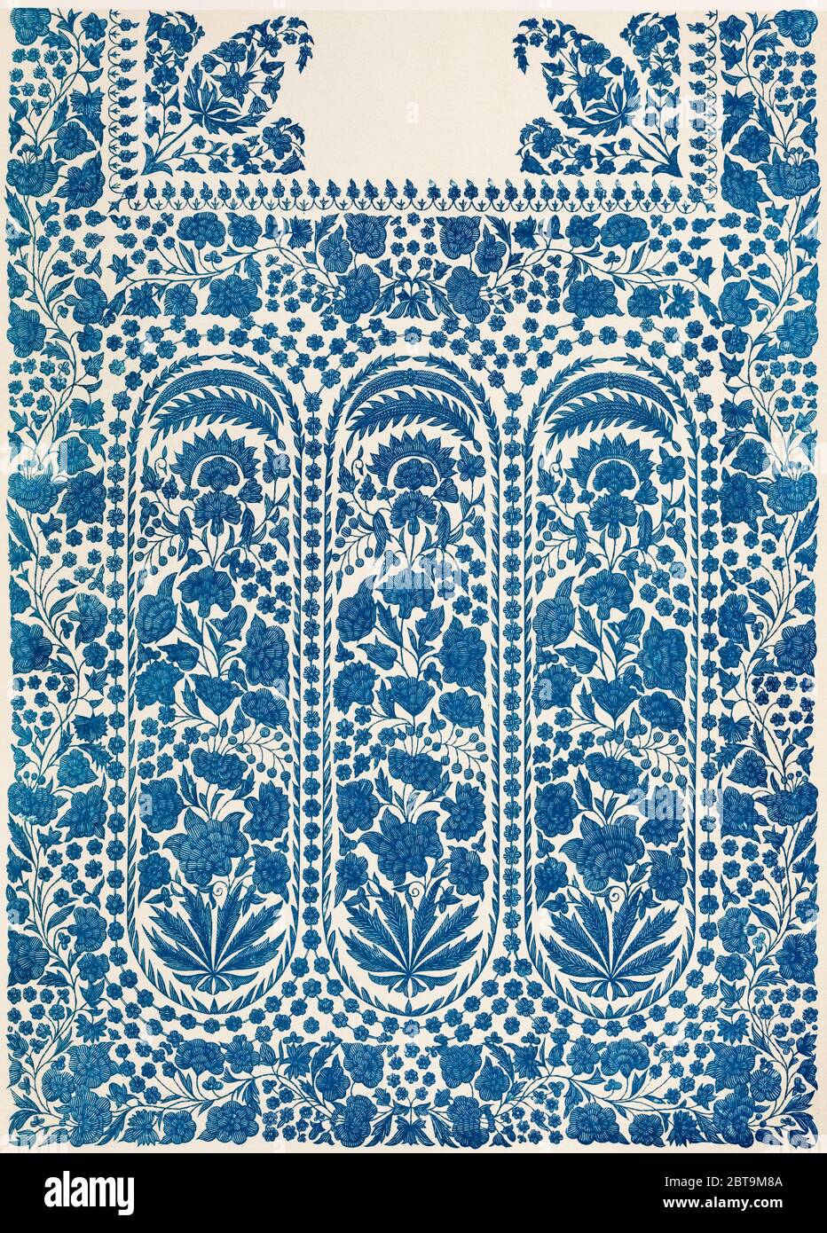 Fin de foulard indien brodée à Dacca sur le mousseline blanc des arts industriels du XIXe siècle (1851-1853) par Sir Matthew Digby wyatt (1820- Banque D'Images