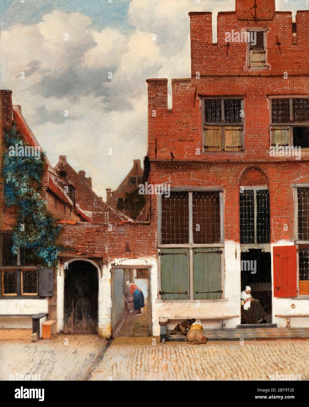 Vue sur les maisons à Delft, connu comme 'la petite rue', Johannes Vermeer, ch. 1658 Banque D'Images