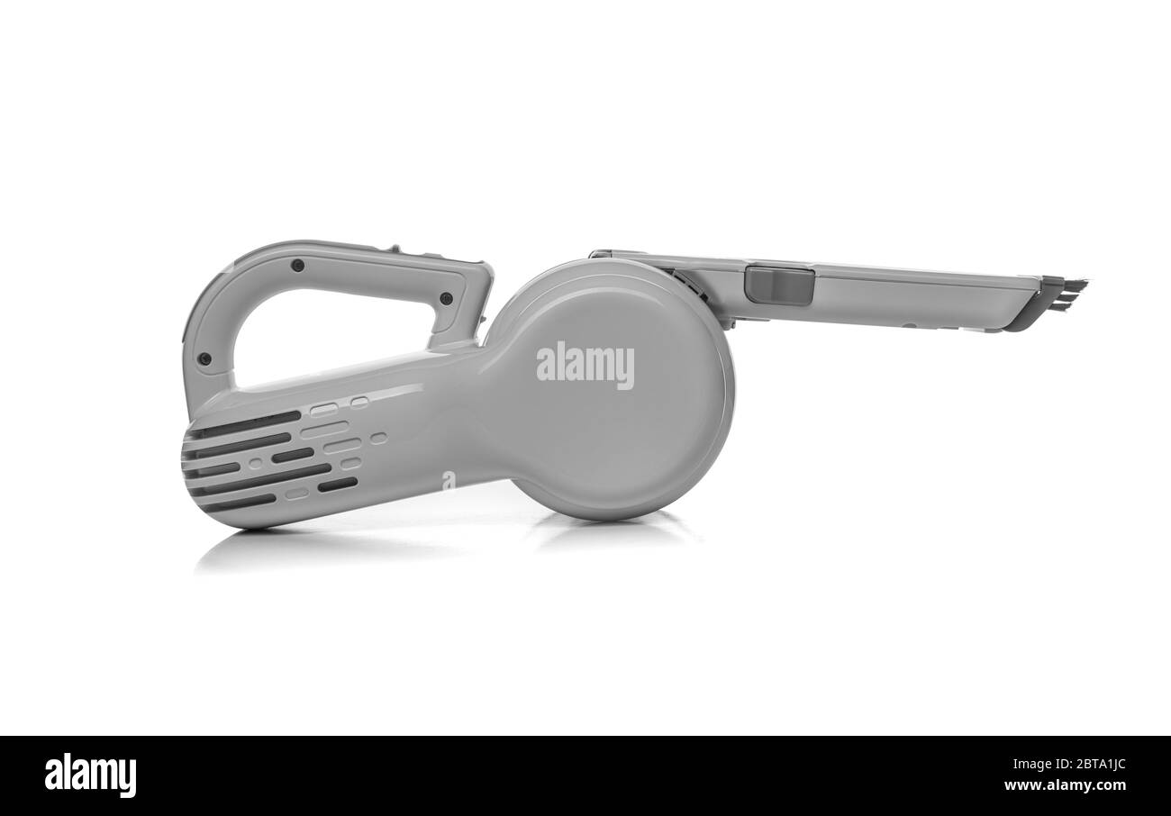 Aspirateur portatif isolé sur un fond blanc. Banque D'Images