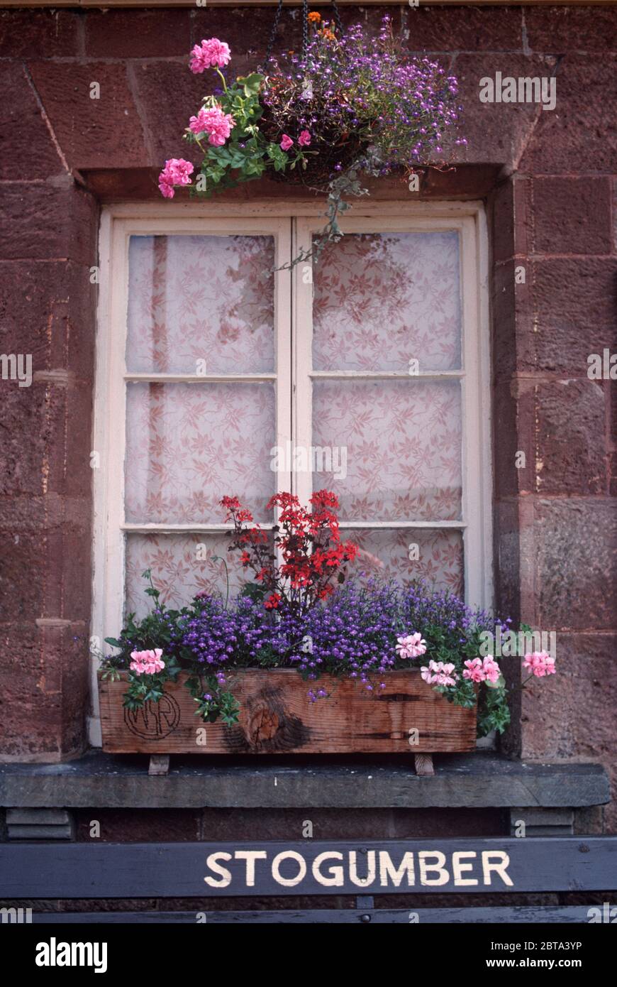 Boîte à fleurs à la gare de Stogumber, sur le chemin de fer du patrimoine West Somerset, Somerset, Angleterre Banque D'Images