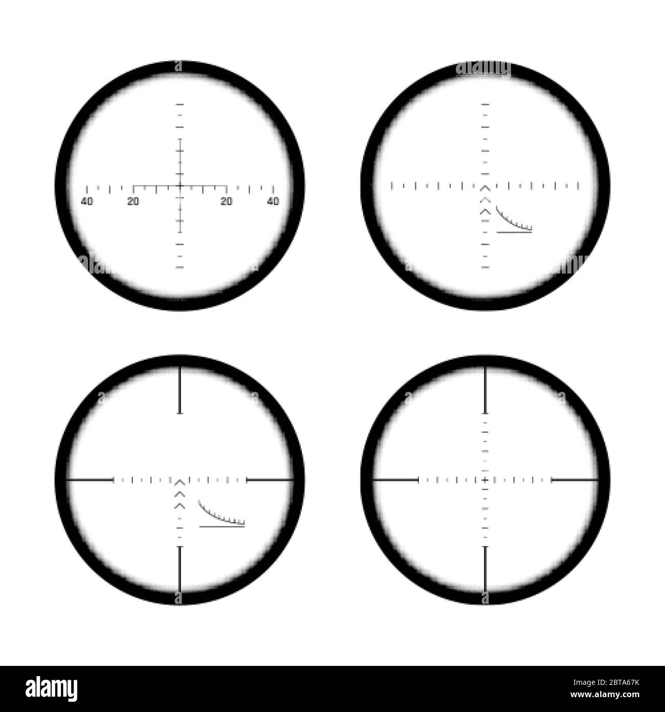 Jeu de portées de pistolet de sniper. Concentrez-vous sur la cible. Binoculaire avec échelle de mesure. Illustration vectorielle Illustration de Vecteur