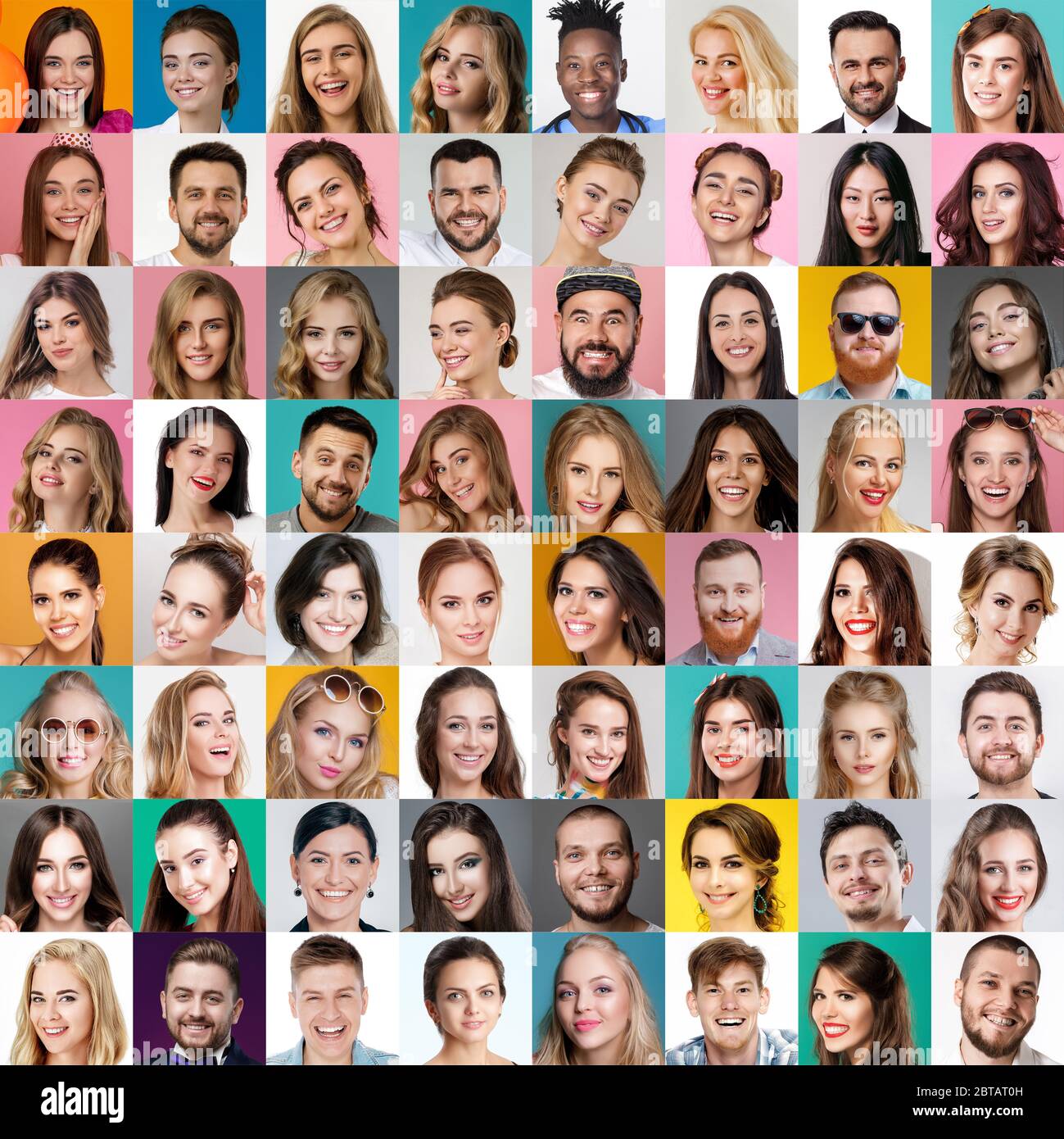 Collage De Visages Souriants Et Heureux Des Hommes Et Des Femmes Heureux Exprimant Differentes Emotions Positives Emotions Humaines Concept D Expression Faciale Photo Stock Alamy
