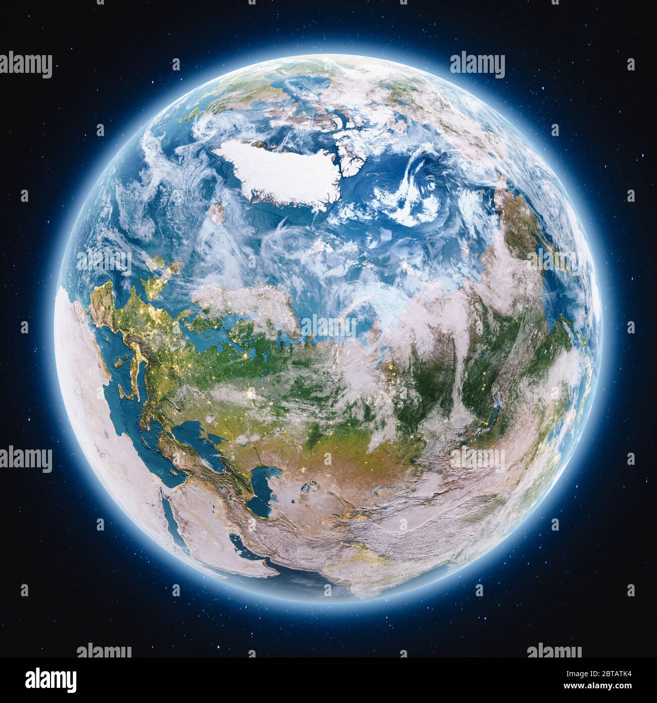 Planète Terre globe la nuit. Éléments de cette image fournis par la NASA. rendu 3d Banque D'Images